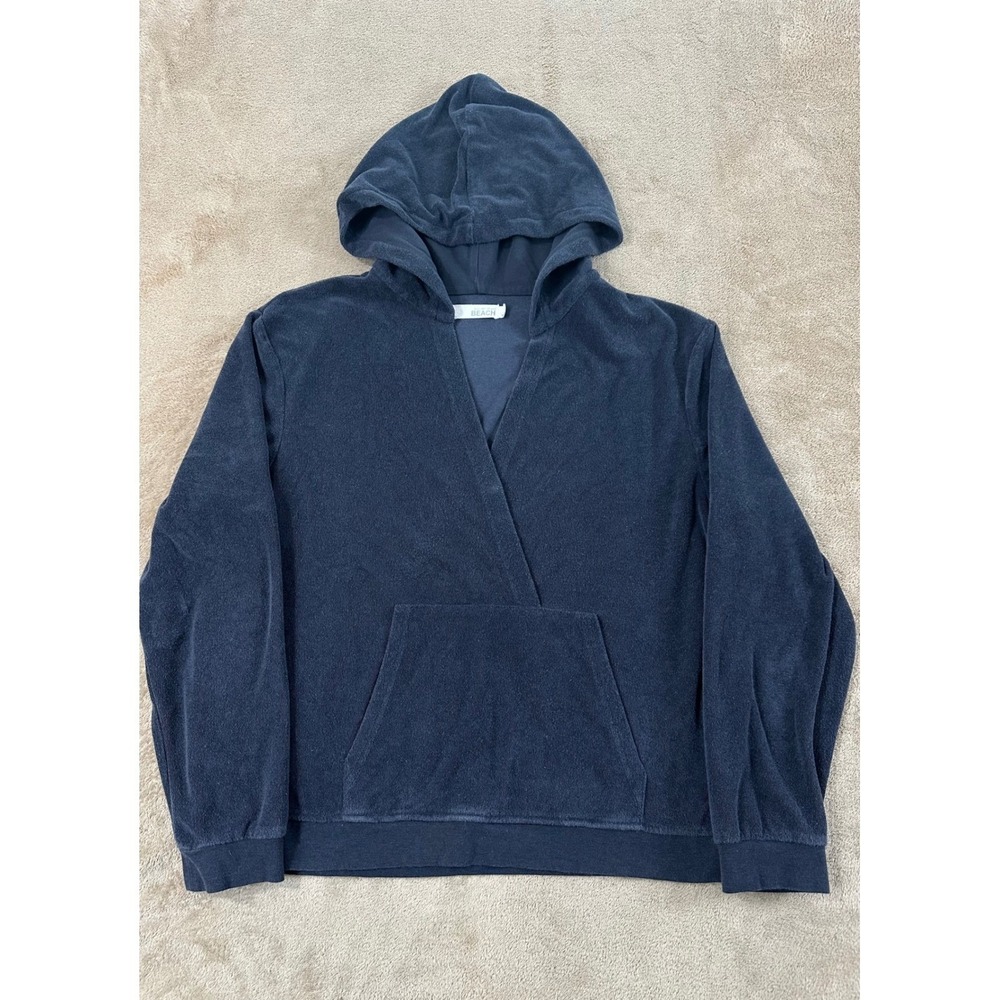 Beach Barefoot Dream Mens Size L Navy Blue Oversized Tunic Beach Hoodie EUC